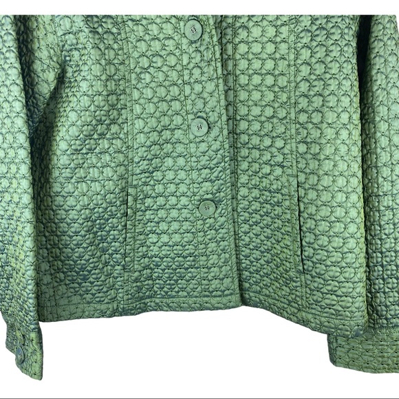 Chico’s Green Quilted Jacket Size 1 Medium US Sz 8 - Picture 3 of 11